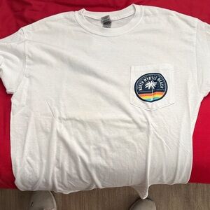 White T-Shirt with Palm Tree Patch